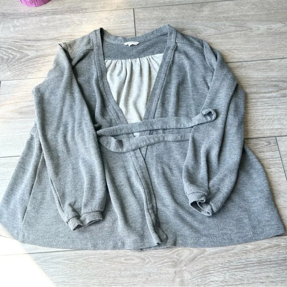 Club Monaco Tie Front Draped French Terry Cardigan - Picture 4 of 13